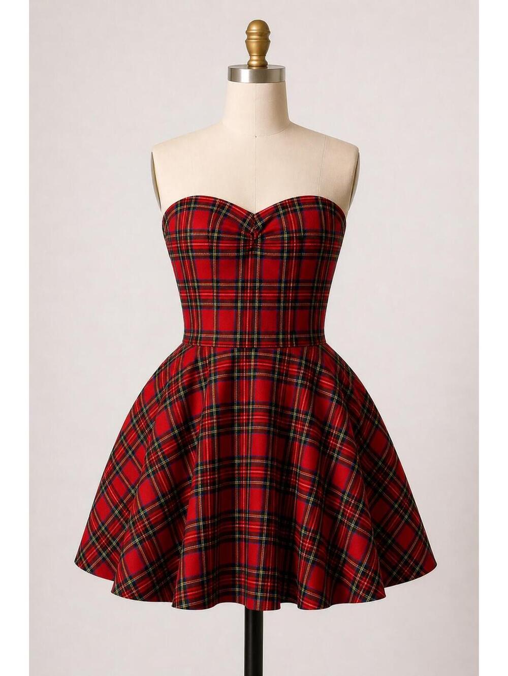 Vintage Betsey Johnson Plaid Corset Skater Dress Y2K - Picture 3 of 4